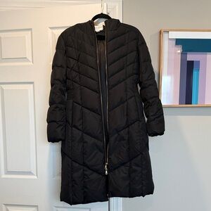 Women's Cole Haan Signature Black Quilted Coat Faux Fur Size M